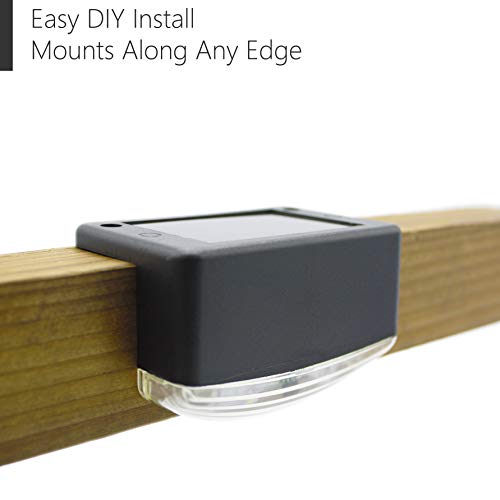 Davinci Solar Deck Lights – Outdoor Landscape Lighting for Step Patio or Post - Bright Warm White LED, Slate Black (4 Pack)