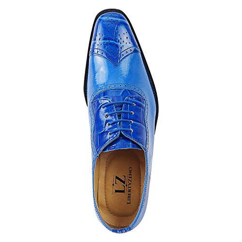 Image of LIBERTYZENO Mens Brogue & Plain Genuine Leather Animal Print Lace Up Oxford Dress Shoes for Easter Gift