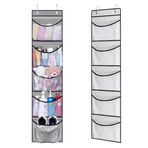 Hängeregal Tür Hängeorganizer Hängeaufbewahrung Schrank Tür Organizer Kuscheltier Aufbewahrung Bad Organizer Hängend Türorganizer Stoff Taschenorganizer 5 Netztaschen für Spind Organisation 1 Stück