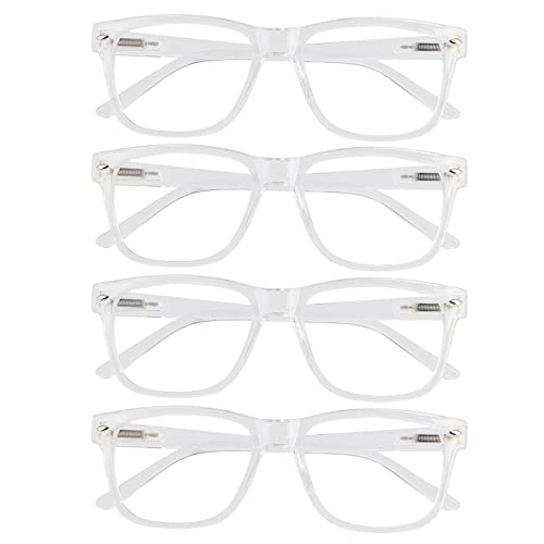 WEMOOTANTS 4 Packs Reading Glasses Stylish Square Readers for Men and Women 1.0 1.25 1.5 1.75 2.0 2.25 2.5 2.75 3.0 3.5 4.0 (Clear,100) by WEMOOTANTS - Used condition - CA$11.35
