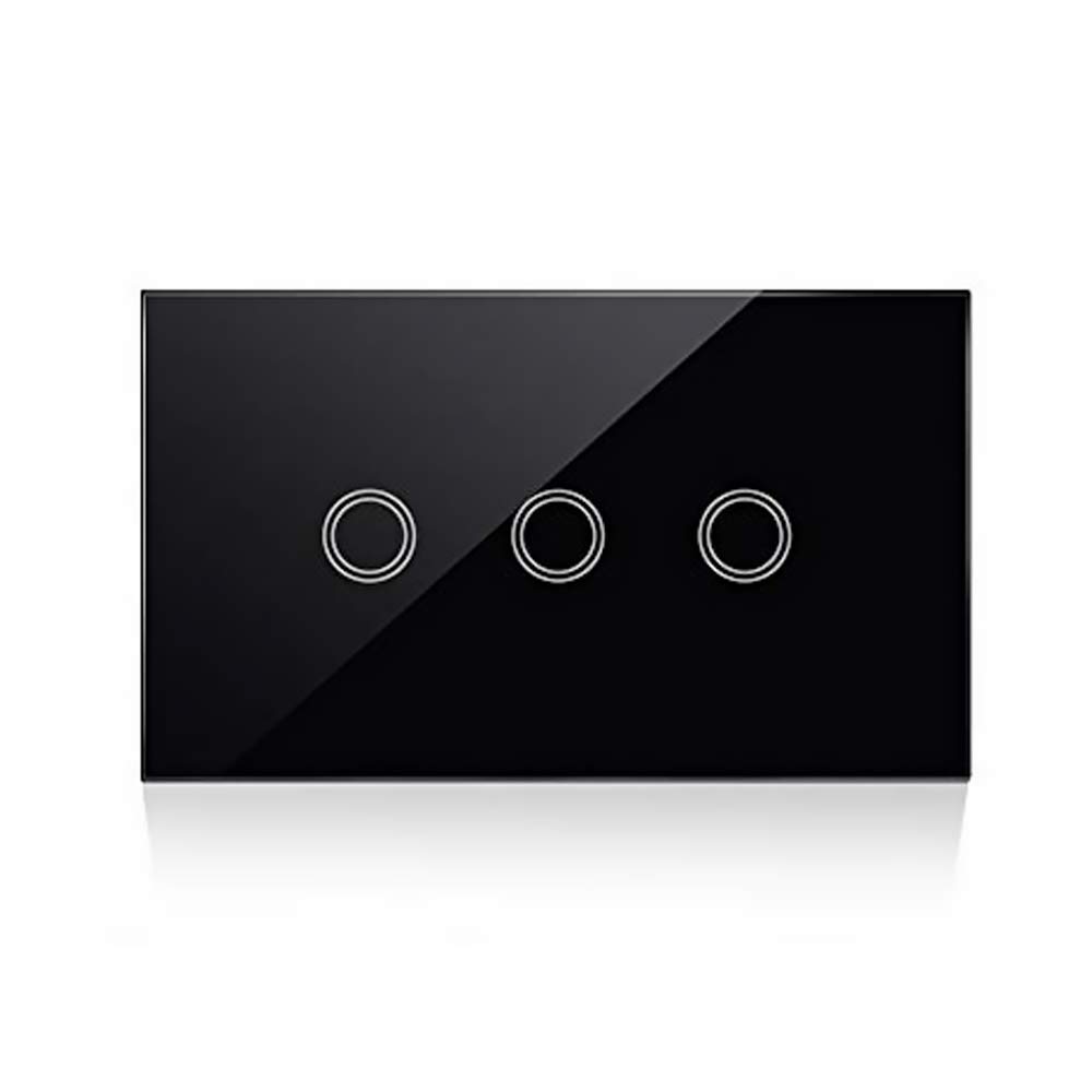 US Wifi Interruttore Intelligente Luce Wireless WiFi da Muro,con Power Monitor,App Controllo Remoto,Funzione Timer,Controllo Vocale (3 gang, nero)
