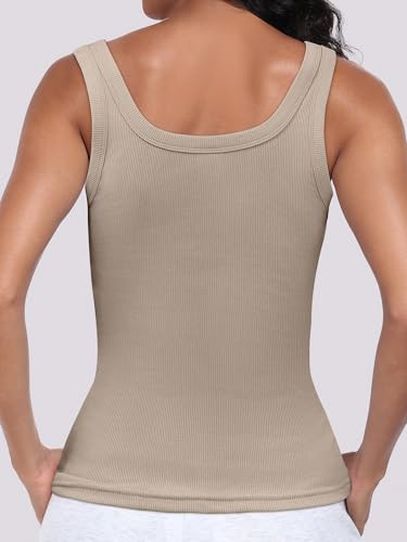 Image of ANRABESS Womens Sleeveless Scoop Neck Tank Top Ribbed Fitted Summer Basic Slim Cute Tops 2026