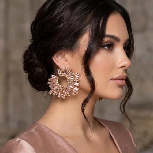 Image of Young & Forever Gift Fashion Jewellery Gold and Silver Plated Cubic Zirconia Diamond Hoop Earrings Sparkling Hypoallergenic Hoops Earrings for Women & Girls