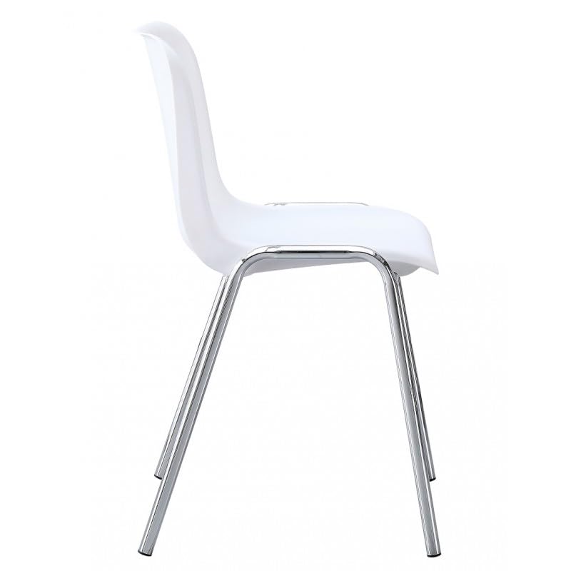 Silla Case, apilable, cromada, Polipropileno Color a Elegir (Blanco o Negro) (Blanco)