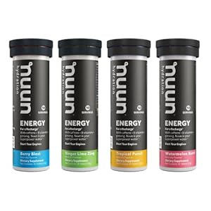 Nuun Energy: Caffeine, B Vitamins, Ginseng, Electrolyte Drink Tablets, Mixed Flavors, 10 Count (Pack of 4)