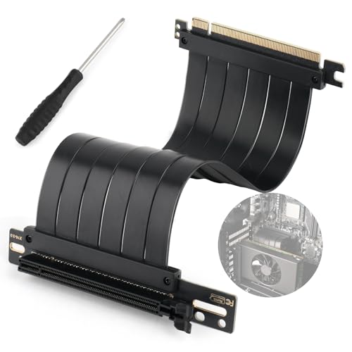 PCI-E 3.0 X16 Riser Kabel für Grafik,Soundkarte,Aufnahmekarte,Netzwerkkarte,Erweiterungskarte PCIE 3.0 Verlängerungskabel Dual 90 Grad Recht Winkliges Cable Length 20cm