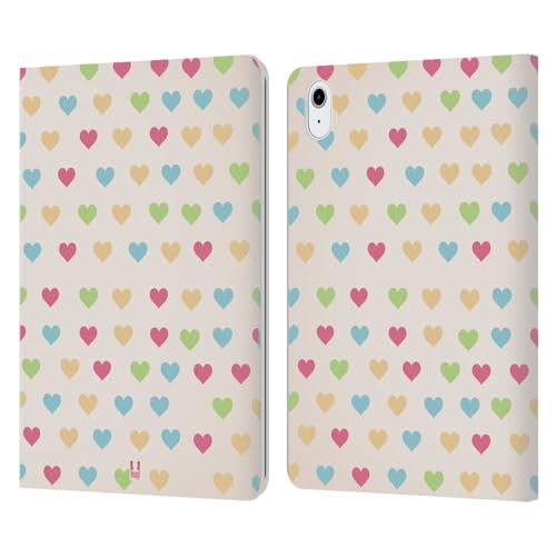 Housse portefeuille iPad Air 11 étui cuir motif cœur blanc