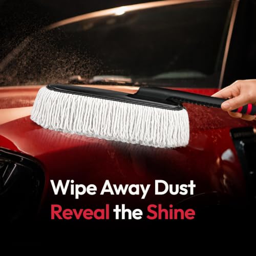 Image of Vista Auto Dust-Off Shine Car Duster | Wax-Treated Cotton Strands | Scratch-Free Dry Dust Cleaner for Cars, Bikes, Home & Office | Lint Free Reusable Exterior Cleaning Brush | Lasts for Years