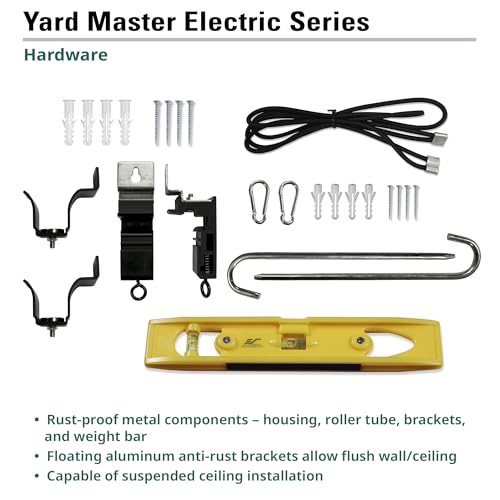 Image of Elite Screens Yard Master Electric 100 inch Outdoor Motorized Projector Screen with RF Remote, IP33 Rain Protection, 4K /8K Ultra HD HDR Ready Backyard Patio Movie Screen - OMS100H-ELECTRIC