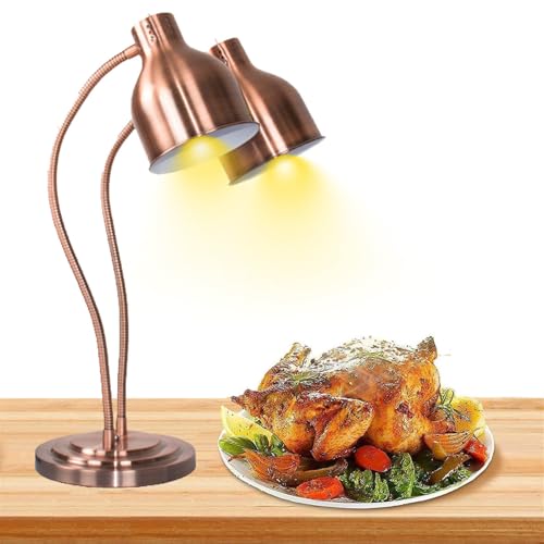 Lampada scaldavivande Commerciale, Lampada riscaldante Portatile con Tubo Flessibile Regolabile, per Cucina, Ristorante, Barbecue, Buffet, Hotel (B DoubleHead)