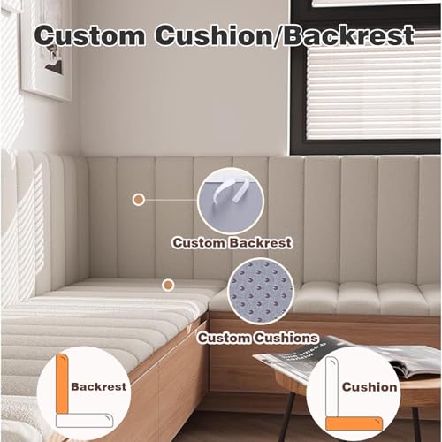 RCDPK Custom Window Seat Cushions Indoor,Circle Fleece Bay Window Cushion with Anti-Slip Bottom,Anti-cat Scratch Bench Cushions for Indoor Furniture,Waterproof Thickened Foam Sponge Window Bench Pad