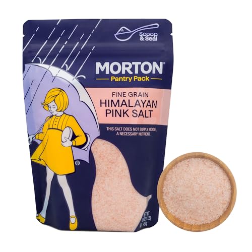 Morton Himalayan Pink Salt Fine Grain, All-Natural Pink Himalayan Salt, 1 lb Resealable Pouch, Ideal...