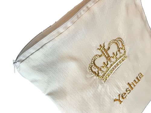 XTRA LARGE White Gold Messianic Tallit Talit Prayer Shawl 72" x 33" & Yeshua Tallit Zipper bag - Designed by Dr. Rick & Joyce Kurnow2