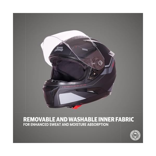 Royal Enfield AIR-X 1901 Full Face Helmet | Certification: ISI & DOT | High Impact Grade ABS Shell |Multipore Ventilation System | Aerodynamic Design with Aggressive Styling | Black (L) 60 CM