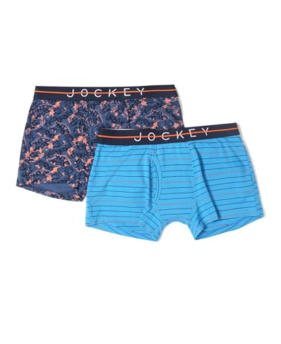Image of Jockey NB02 Boy's Super Combed Cotton Elastane Stretch Printed Trunk with Front Open Fly and Ultrasoft Waistband (Pack of 2)
