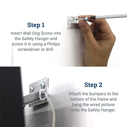 Image of PHS Wall Dog Drywall Picture Hangers - 3 inch Heavy Picture Hanging Hardware with Drywall Screws and Bumpers - Supports 100 lbs - 2 Pack Dry Wall Hooks for Hanging and Secure Mounting