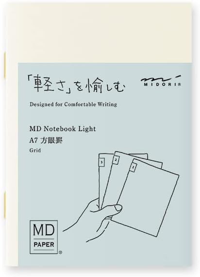 Designphil Midori 15283006 Notebook, MD Notebook, Light, A7, Square Ruled, Set of 3