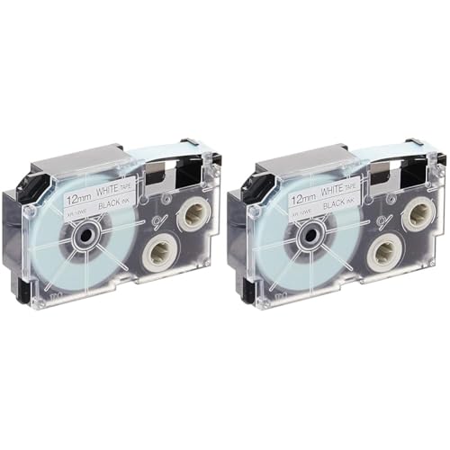 Image of Casio XR-12WE1 Label Printer Tape (Black and White) (Pack of 2)