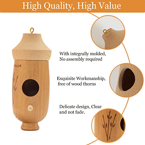 2023 Hummingbird Houses - Natural Wooden Hummingbird Houses For Outside Hanging, Hummingbird Swinging Hummingbird Nest, Bird Houses For Garden Window Outdoor Home, 3 Packs #TOP2