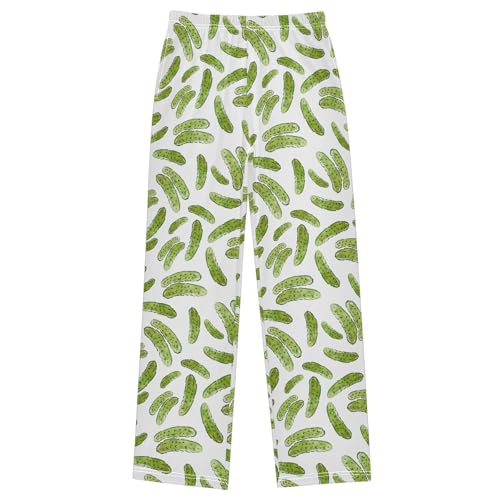 Pfrewn Pajama Pants Watercolor Cucumbers Pickles Casual Lounge PJ Bottoms with Pockets, M