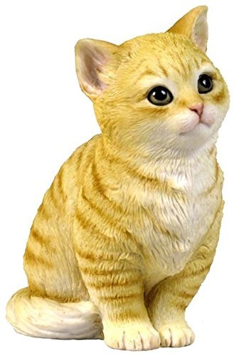 4.25 Inch Sitting Kitten Decorative Statue Figurine, Orange and White