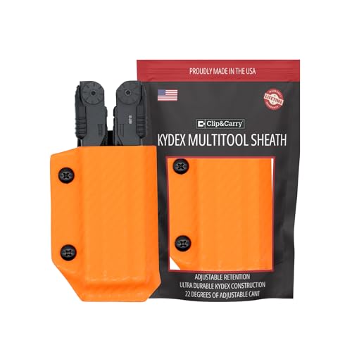 Clip & Carry Kydex Multitool Sheath for The Gerber Diesel - Made in USA - Multi Tool Holder Holster - Carbon Fiber Orange