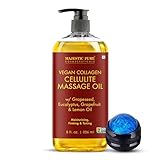 MAJESTIC PURE Cellulite Massage Oil - with Massage Roller, Cellulite Cream for...