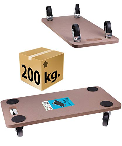 ADGO Plataforma de Transporte Rectangular laminada para Muebles, Tabla Enrollable de Transporte, transportor, Perro de Muebles, 575 x 300 x 120 mm, máx. 400 kg