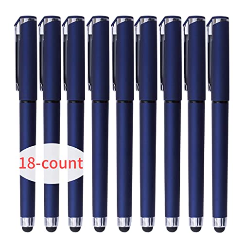 Black Gel Ink Rollerball Pens 1.0Mm Gel Pens 2-In-1 Stylus Pens 1.0Mm Medium Point Pen For Office, Black Gel Ink(18 Pack-Blue) #TOP5
