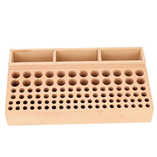Image of Leather Craft Tool Holder Box, Leather Tool Holder Box, Wooden Stand with 98 Holes for Organizing Punches, Ideal DIY Leather Craft (Storage Rack 100 Holes)