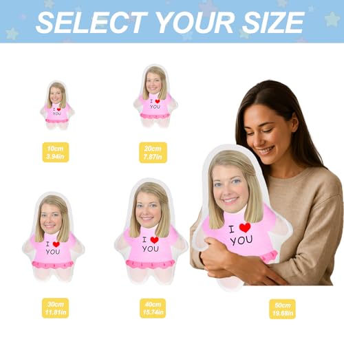 HOME'S FRIEND Personalisiert Kissen mit eigemen Foto,3D Gesicht Kissen Personalisiert 10/20/30/50/75 cm,Foto-Kissen Bedrucken Lassen,Lustige FOTOGESCHENK Für Freund