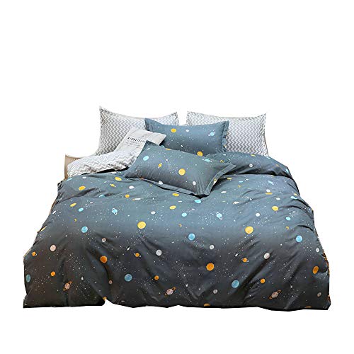 Orihome Galaxy Planet Twin Bed Sheets For Boys, Outer Space Sheet Set With Grey Twin Duvet Cover And 2 Pillowcases, Microfiber Comforter Cover With Zipper Closure And Corner Ties For Kids Bed #TOP3