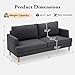 Loveseat Sofa Couch for Living Room with USB Type C Ports – Dark Gray Upholstered 70