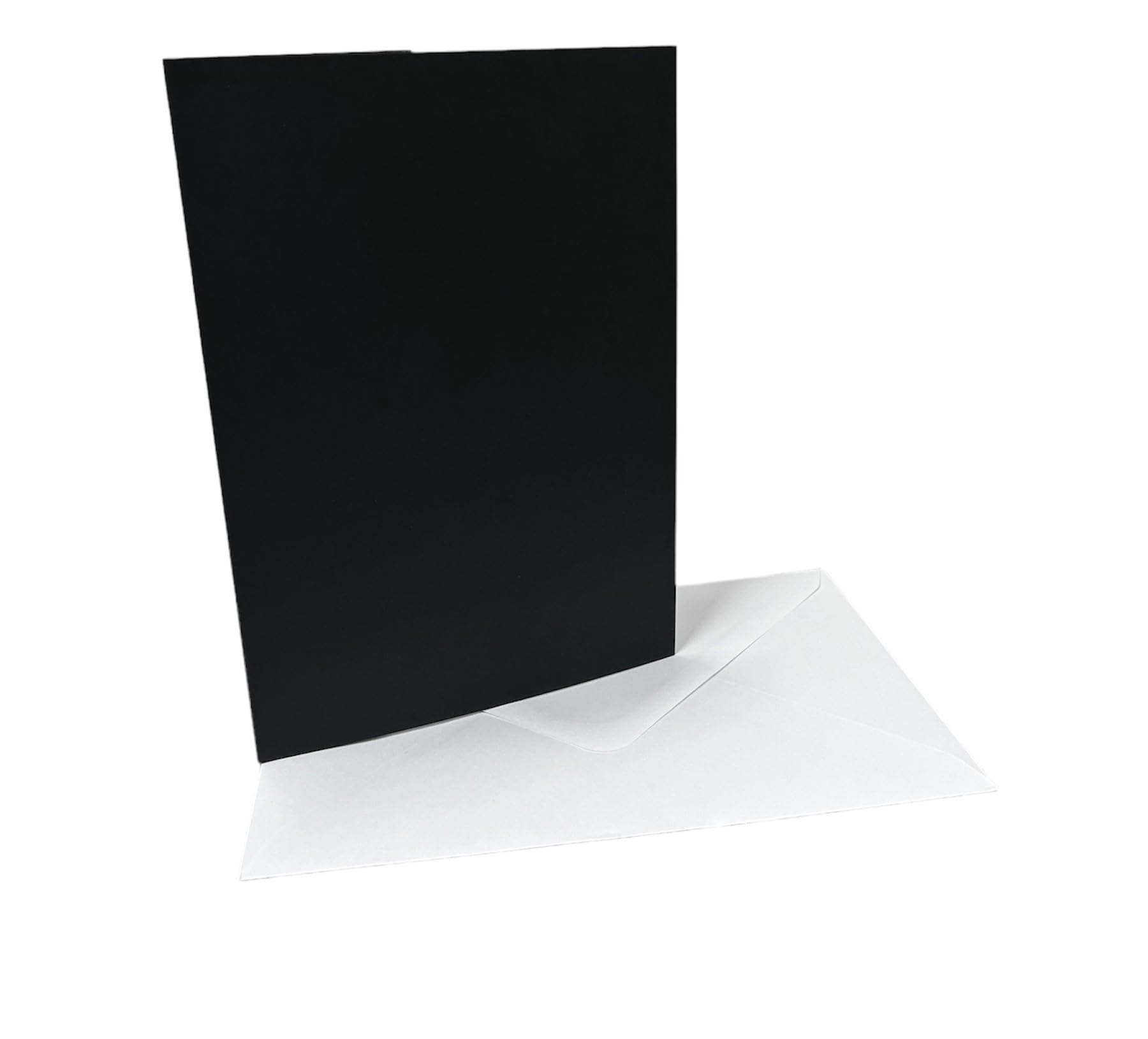DJP 5x7 Black Blank Creased Card & White Gummed Envelopes - Pack of 40, Black Card & White Envelopes