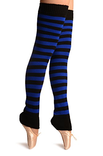 LissKiss Blue & Black Stripes Dance/Ballet Leg Warmers - Leg Warmers2
