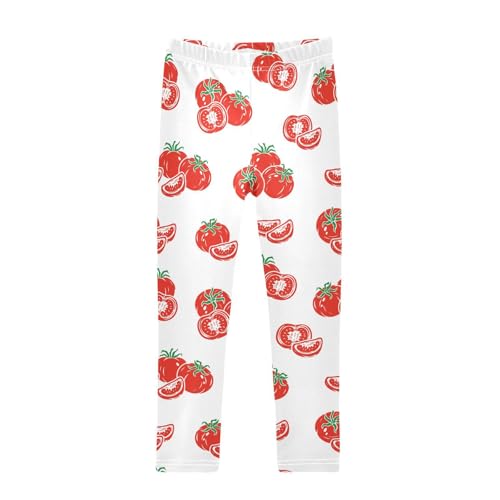 Slice of Tomato and Red Tomatoes Girls Leggings,Workout Leggings for Girls Toddler Athletic Leggings Size for 3-10T