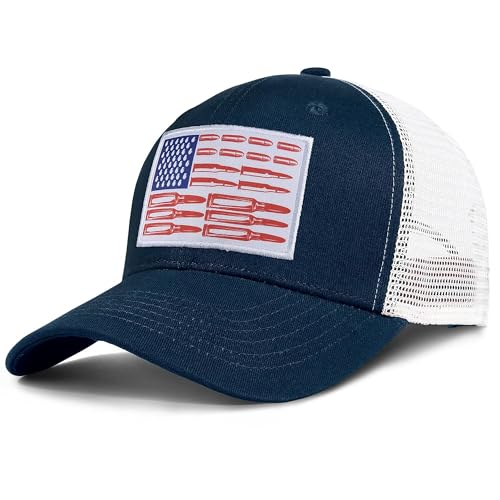 Image of Adjustable State Flag Trucker Hat Mesh Baseball Cap with Embroidered Patch for Men Women