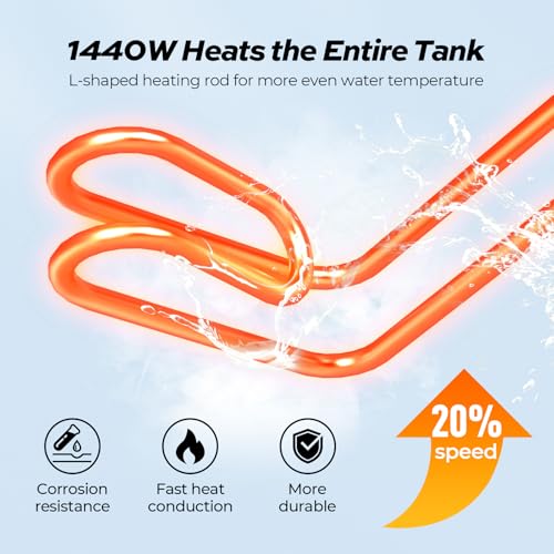 Electric Mini Tank Water Heater, FOGATTI 2.5 Gallon Point of Use Instant Hot Water Heater 120V 1440W, Small Hot Water Heater, Under Sink, Wall or Floor Mounted, Easy to Install - Thumbnail 4