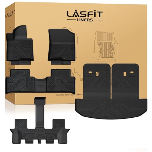 LASFIT Floor Mats & Backrest Mats & Cargo Mat for Kia Sorento Hybrid PHEV 2026 2025 2024 2023 2022 2021 (Not Fit Gasoline), All Weather TPE Custom Fit Floor Liners Car Mats Accessoires, Black