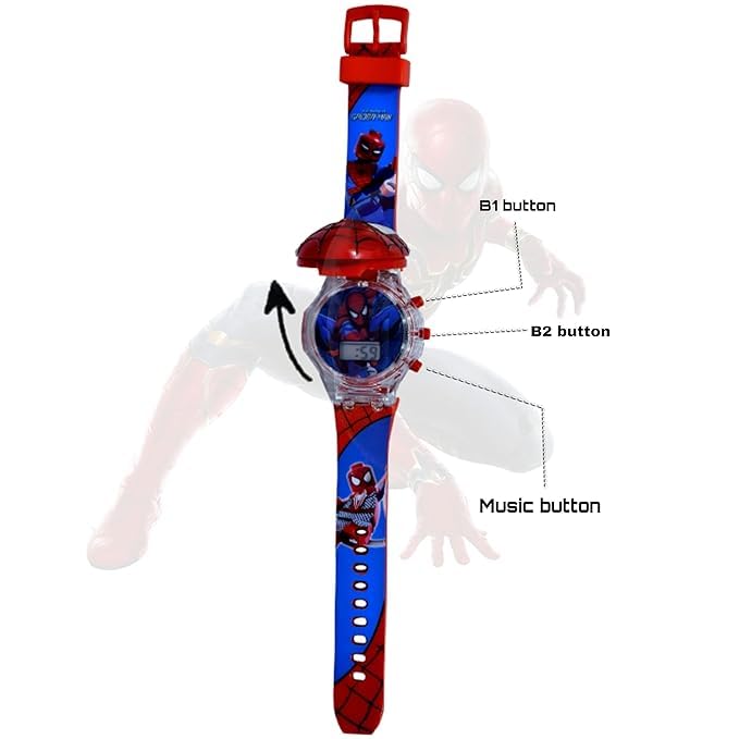 Image of Acnos Kids Edition Digital Watch - Spiderman, Captain America, Ironman, Ben10, Hulk - Disco LED Musical Watch for Boys and Girls