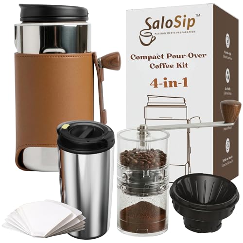SaloSip Portable Pour Over Coffee Maker with Grinder