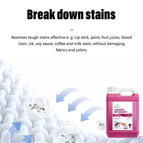 Image of Shatras Liquid Detergent 5 Liter | Pink Lily Fragrance Laundry Liquid | Concentrated Fabric Care Formula | Suitable for Top Load & Front Load Washing Machines & Bucket Wash