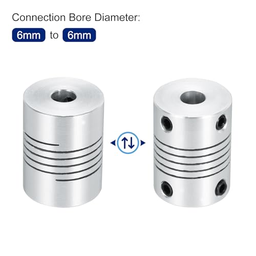 QUARKZMAN 4 Stück 6mm bis 6mm Aluminiumlegierung Wellenkupplung L24.5xD19 Flexibler Kupplungsstrahl für 3D-Drucker CNC-Maschine DIY-Encoder Motorenwelle, Silber