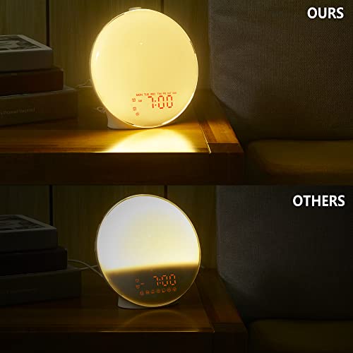 Wake Up Light Sunrise Alarm Clock For Kids, Heavy Sleepers, Bedroom, Full Screen Light With Sunrise Simulation, Fall Asleep Aid, Dual Alarms, Fm Radio, 14 Colors, 7 Natural Sounds, Ideal For Gift #TOP6