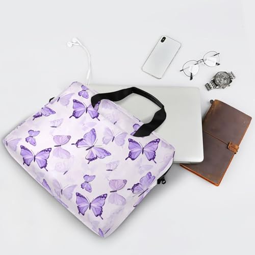 Bolso maletín para laptop con diseño mariposas moradas miniatura 7