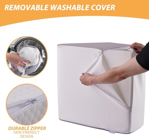 Image of Proliva Leg Elevator Pillow for LegSupport-Wedge Pillows Memory Foam HR-Leg Pain Relief Pillow for Sleeping-LegWedge Cushion for Varicose Veins & Post Recovery Regular Size (White-Grey)