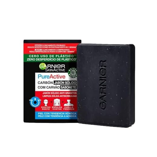 Garnier Pure Active Jabón Sólido Anti Granitos Con Carbón Y Ácido Salicílico Para Rostro, Cuerpo Y Espalda, Cranberry, Lavanda, 110 Gramo