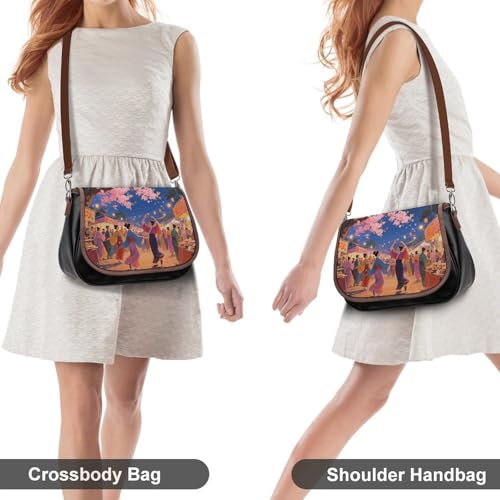 Asian Cherry Blossom Crossbody Bags for Women Removable Straps And Zipper Closure Leather Shoulder Bags Womens Handbags Clutch Purse4