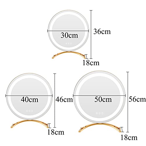Espejo de maquillaje LED con 3 modos de luz y pantalla táctil para mesa 6