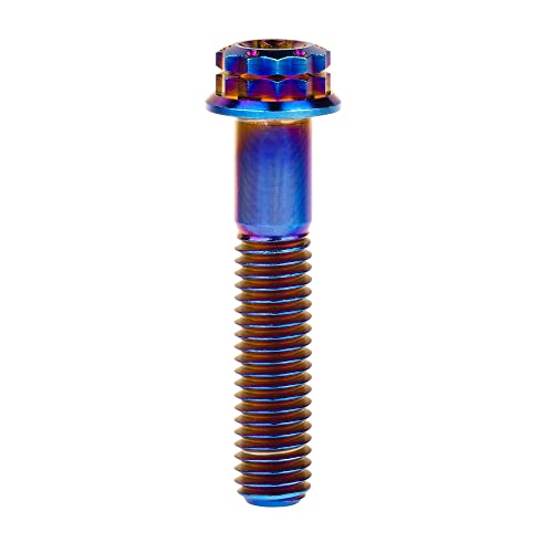 Image of Titanium Flange 12 Point Head M8 x15 20 25 30 35 40 45 50 55 60 65mm Screw Bolt Pack of 4 (M8x40mm, Burning Blue)